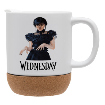 Wednesday Adams, dance with hands, Ceramic coffee mug Cork (MAT), 330ml (1pcs)