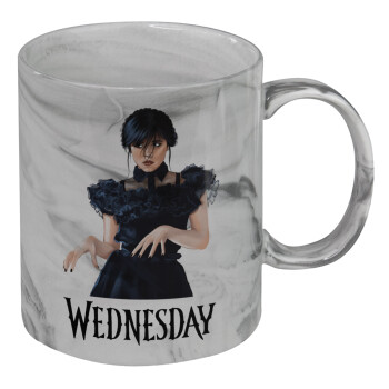 Wednesday Adams, dance with hands, Mug ceramic marble style, 330ml