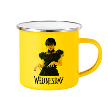 Wednesday Adams, dance with hands, Yellow Enamel Metallic Cup 360ml