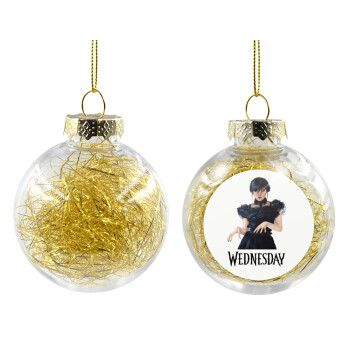 Wednesday Adams, dance with hands, Transparent Christmas tree ball ornament with gold filling 8cm