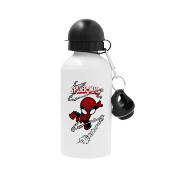Spiderman kid, Metal water bottle, White, aluminum 500ml