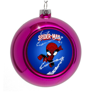 Spiderman kid, Purple Christmas tree ornament bauble 8cm