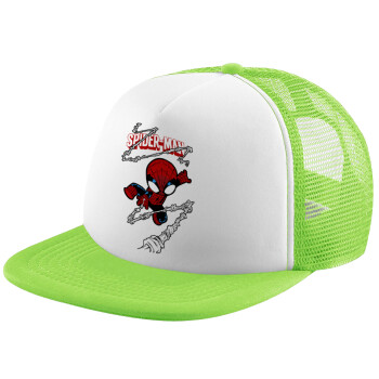 Spiderman kid, Καπέλο Ενηλίκων Soft Trucker με Δίχτυ ΠΡΑΣΙΝΟ/ΛΕΥΚΟ (POLYESTER, ΕΝΗΛΙΚΩΝ, ONE SIZE)