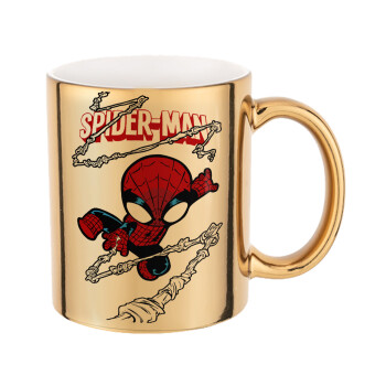 Spiderman kid, Mug ceramic, gold mirror, 330ml