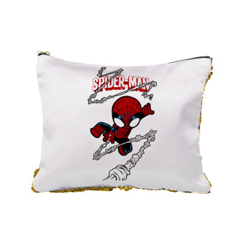 Spiderman kid, Sequin Gold Pouch Cosmetic Bag