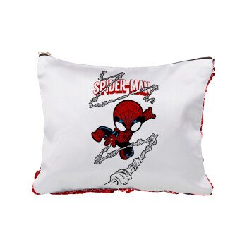 Spiderman kid, Τσαντάκι νεσεσέρ με πούλιες (Sequin) Κόκκινο