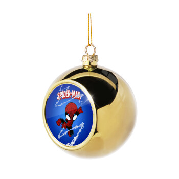 Spiderman kid, Golden Christmas tree ball ornament 8cm