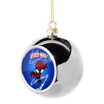 Spiderman kid, Silver 8cm Christmas tree ball ornament