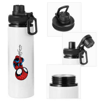 Spiderman upside down, Μεταλλικό παγούρι νερού με καπάκι ασφαλείας, αλουμινίου 850ml