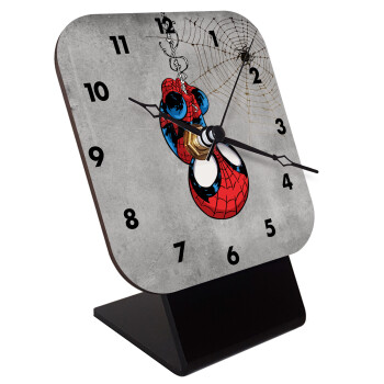 Spiderman upside down, Επιτραπέζιο ρολόι ξύλινο με δείκτες (10cm)