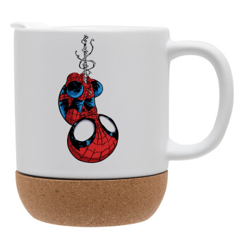 Spiderman upside down, Ceramic coffee mug Cork (MAT), 330ml (1pcs)