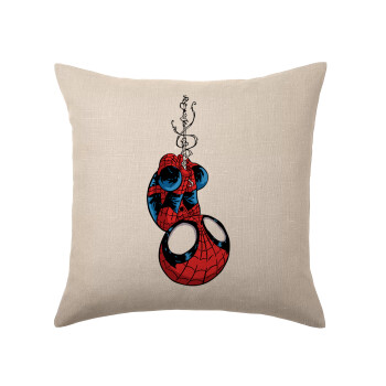Spiderman upside down, Μαξιλάρι καναπέ ΛΙΝΟ 40x40cm περιέχεται το  γέμισμα