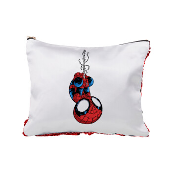 Spiderman upside down, Red sequin cosmetic bag