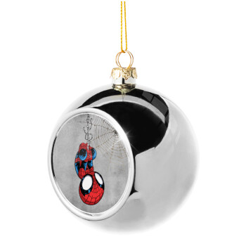 Spiderman upside down, Silver 8cm Christmas tree ball ornament