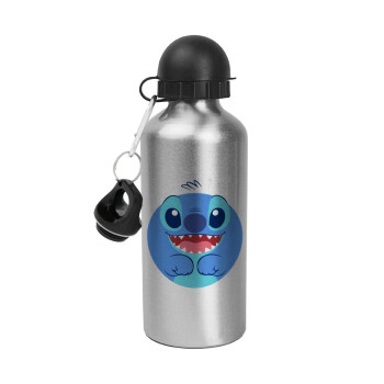 Lilo & Stitch blue, Metallic water jug, Silver, aluminum 500ml