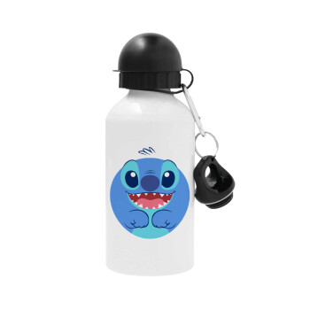 Lilo & Stitch blue, Metal water bottle, White, aluminum 500ml