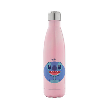 Lilo & Stitch blue, Metal mug thermos Pink Iridiscent (Stainless steel), double wall, 500ml