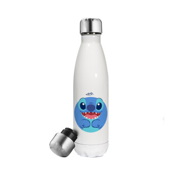 Lilo & Stitch blue, Metal mug thermos White (Stainless steel), double wall, 500ml