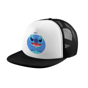 Lilo & Stitch blue, Καπέλο παιδικό Soft Trucker με Δίχτυ ΜΑΥΡΟ/ΛΕΥΚΟ (POLYESTER, ΠΑΙΔΙΚΟ, ONE SIZE)
