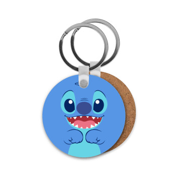 Lilo & Stitch blue, Μπρελόκ Ξύλινο στρογγυλό MDF Φ5cm