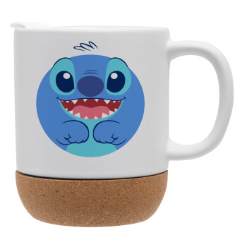 Lilo & Stitch blue, Ceramic coffee mug Cork (MAT), 330ml (1pcs)