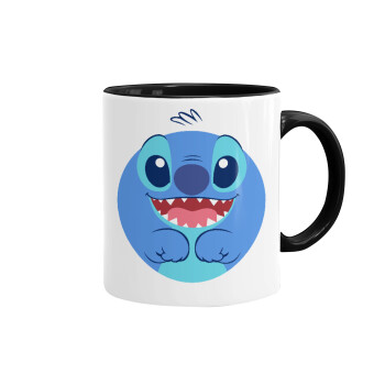 Lilo & Stitch blue, Mug colored black, ceramic, 330ml