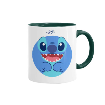 Lilo & Stitch blue, Mug colored green, ceramic, 330ml