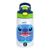 Children's hot water bottle, stainless steel, with safety straw, green, blue (350ml)