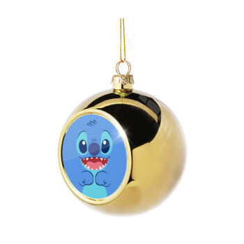 Lilo & Stitch blue, Golden Christmas tree ball ornament 8cm