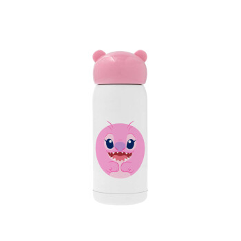 Lilo & Stitch Angel pink, Ροζ ανοξείδωτο παγούρι θερμό (Stainless steel), 320ml