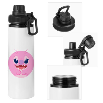 Lilo & Stitch Angel pink, Metal water bottle with safety cap, aluminum 850ml