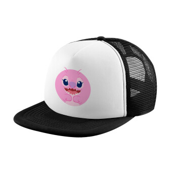 Lilo & Stitch Angel pink, Καπέλο Ενηλίκων Soft Trucker με Δίχτυ Black/White (POLYESTER, ΕΝΗΛΙΚΩΝ, UNISEX, ONE SIZE)
