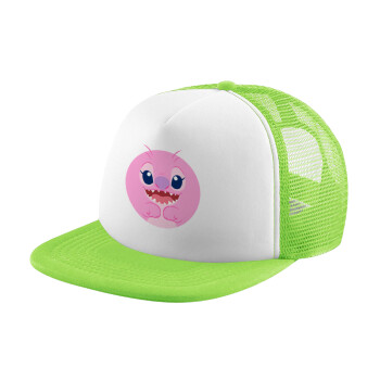 Lilo & Stitch Angel pink, Καπέλο Ενηλίκων Soft Trucker με Δίχτυ ΠΡΑΣΙΝΟ/ΛΕΥΚΟ (POLYESTER, ΕΝΗΛΙΚΩΝ, ONE SIZE)