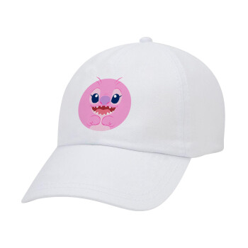 Lilo & Stitch Angel pink, Καπέλο Ενηλίκων Baseball Λευκό 5-φύλλο (POLYESTER, ΕΝΗΛΙΚΩΝ, UNISEX, ONE SIZE)