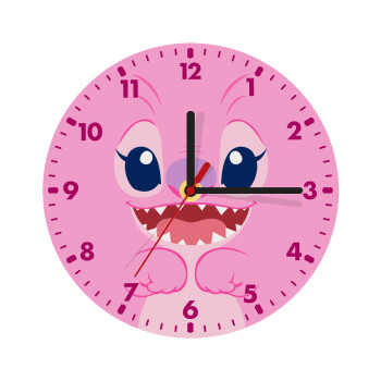 Lilo & Stitch Angel pink, Ρολόι τοίχου ξύλινο (20cm)