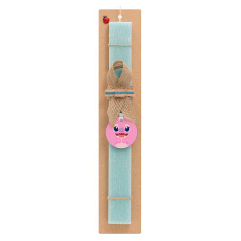 Lilo & Stitch Angel pink, Easter Set, wooden keychain & aromatic flat Easter candle (30cm) (TURQUOISE)