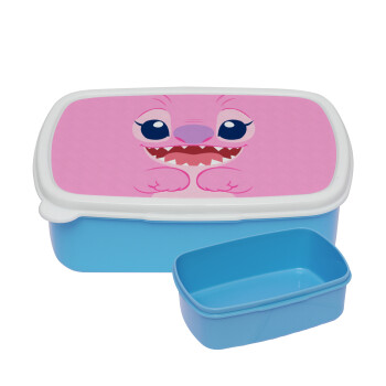 Lilo & Stitch Angel pink, ΜΠΛΕ παιδικό δοχείο φαγητού (lunchbox) πλαστικό (BPA-FREE) Lunch Βox M18 x Π13 x Υ6cm