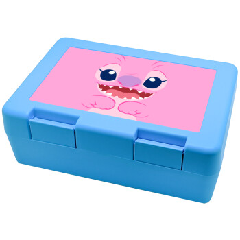 Lilo & Stitch Angel pink, Children's cookie container LIGHT BLUE 185x128x65mm (BPA free plastic)