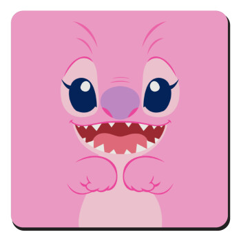 Lilo & Stitch Angel pink, Τετράγωνο μαγνητάκι ξύλινο 9x9cm