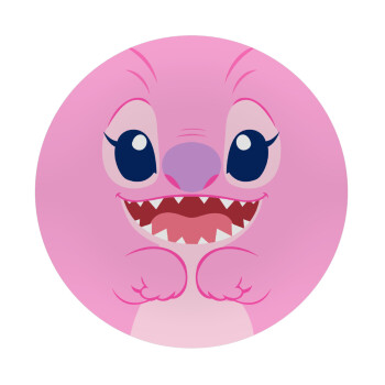 Lilo & Stitch Angel pink, Mousepad Round 20cm