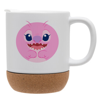 Lilo & Stitch Angel pink, Ceramic coffee mug Cork (MAT), 330ml (1pcs)