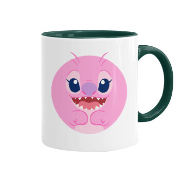 Lilo & Stitch Angel pink, Κούπα χρωματιστή πράσινη, κεραμική, 330ml