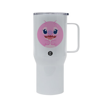 Lilo & Stitch Angel pink, Tumbler με καπάκι, διπλού τοιχώματος (θερμό) 750L