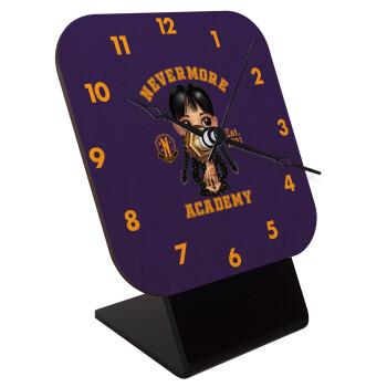Wednesday Adams, nevermore, Quartz Table clock in natural wood (10cm)