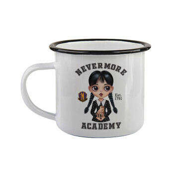 Wednesday Adams, nevermore, Κούπα εμαγιέ με μαύρο χείλος 360ml