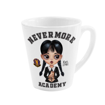 Wednesday Adams, nevermore, Κούπα κωνική Latte Λευκή, κεραμική, 300ml