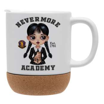 Wednesday Adams, nevermore, Ceramic coffee mug Cork (MAT), 330ml (1pcs)