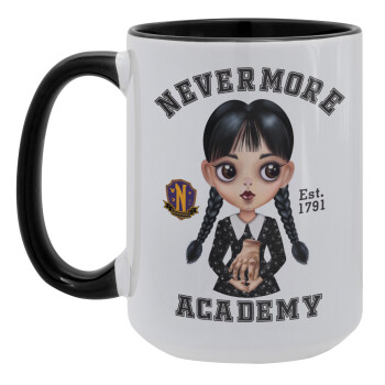 Wednesday Adams, nevermore, Κούπα Mega 15oz, κεραμική Μαύρη, 450ml