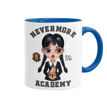 Wednesday Adams, nevermore, Κούπα χρωματιστή μπλε, κεραμική, 330ml