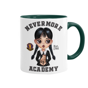 Wednesday Adams, nevermore, Κούπα χρωματιστή πράσινη, κεραμική, 330ml